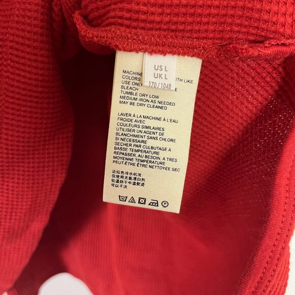 By Anthropologie Nori Waffle Knit Pullover Thermal Henley Sweater Rust NWT Sz L - Picture 8 of 9